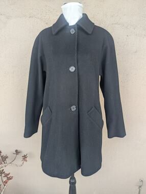 💜Vintage Jones New York Petite Black 100% Wool Car Coat